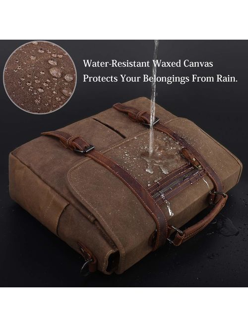 Mens Messenger Bag 15.6 Inch Waterproof Vintage Waxed Canvas Messenger Bag Computer Laptop Briefcase Satchel Shoulder Bag