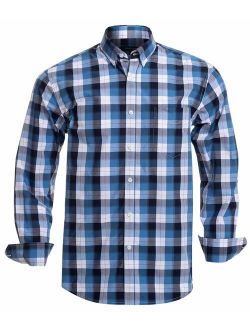 Double Pump Mens Button Down Shirts Long Sleeve 100% Cotton Regular Fit Button Down Shirts for Men
