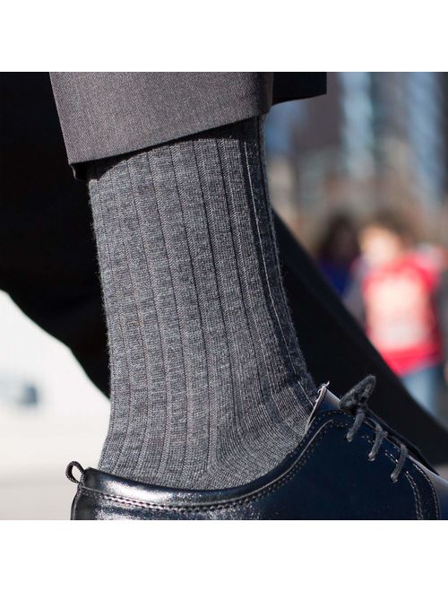 Boardroom Socks Men's Over the Calf Merino Wool Ribbed Dress Socks