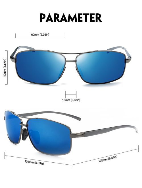 IALUKU Rectangular Polarized Sunglasses for Men Square Retro Sunglasses