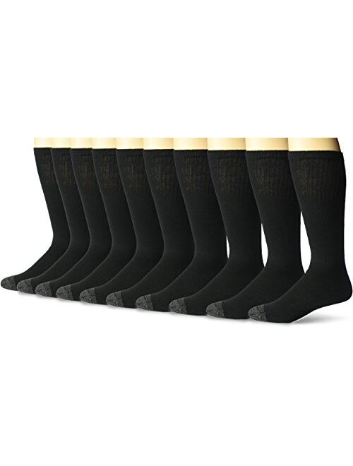 Fruit of the Loom Men's Cotton Work Gear Tube Socks | Cushioned, Wicking, Durable | 10 Pack