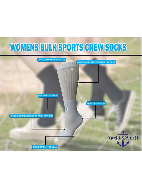 Yacht & Smith Mens & Womens Wholesale Bulk Sports Crew, Athletic Case Pack Socks, by SOCKS'NBULK