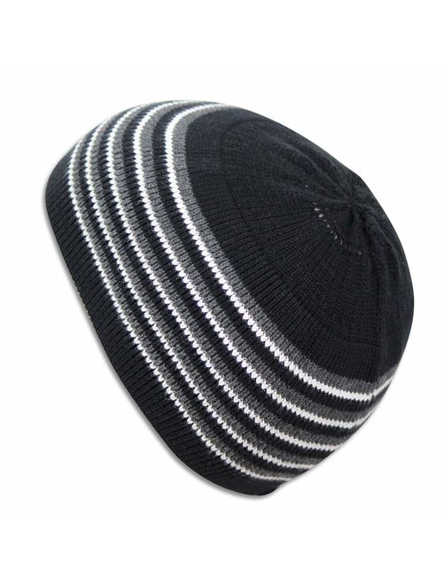 100% Cotton Skull Cap Chemo Kufi Under Helmet Beanie Hats in Solid Colors and Stripes
