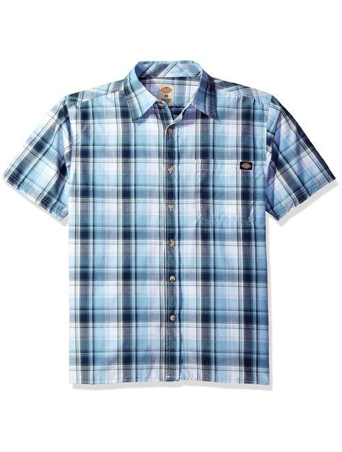 Dickies Men's Relaxed Fit Short Sleeve Square Bottom Plaid Shirt