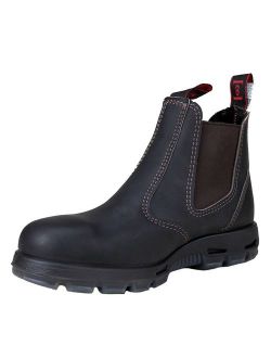 RedbacK Men's Safety Bobcat USBOK Dark Brown Elastic Sided Steel Toe Leather Slip On Work Boot