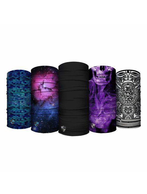 S A Store S A - UV Face Shield 5 Pack - Multipurpose Neck Gaiter, Balaclava, Elastic Face Mask for Men and Women