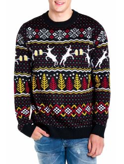 Men's Deer with Beer Christmas Sweater - Black Caribrew Ugly Christmas Sweater