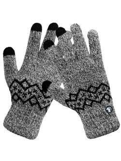 LETHMIK Wool Lined Knit Gloves Warm Winter Mens 3 Touchscreen Fingers for SmartPhones