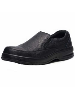 Arbete Mens Leather Slip-On Work Shoes Slip Resistant