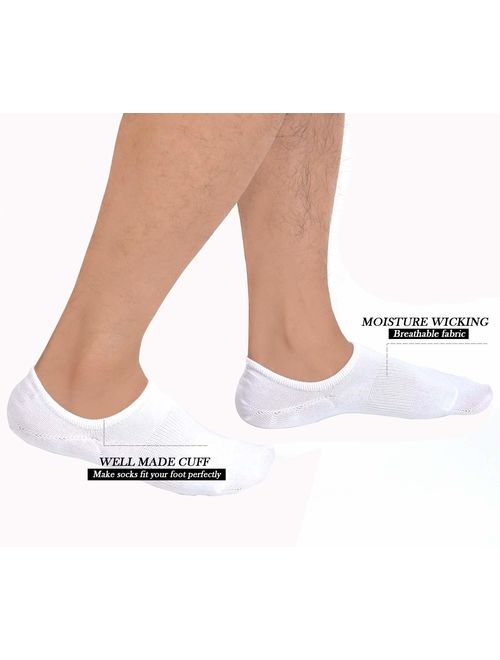 Jormatt Mens Cotton Low Cut No Show Socks With Non Slip Grips, 6 Pairs