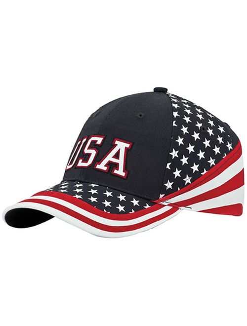 MG Washed Cotton Twill Stars & Stripes USA Ball Cap Hat USA Flag Cap