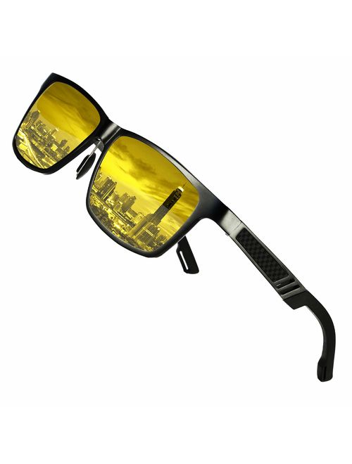Duco Men's Al-Mg Metal Frame Anti Glare HD Night Vision Driving Glasses for Men 2217