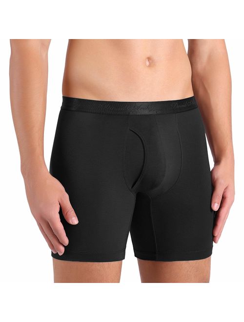 DAVID ARCHY Men's 3 Pack Ultra Soft Micro Modal Boxer Briefs with Fly Boxer Shorts