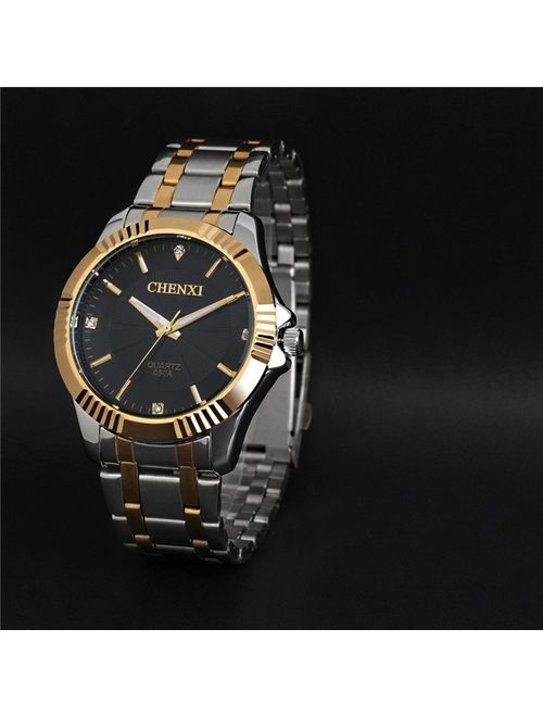 Fq-005 Classic Style Gold Stainless Steel Mens Wrist Watches with Crystals for Man