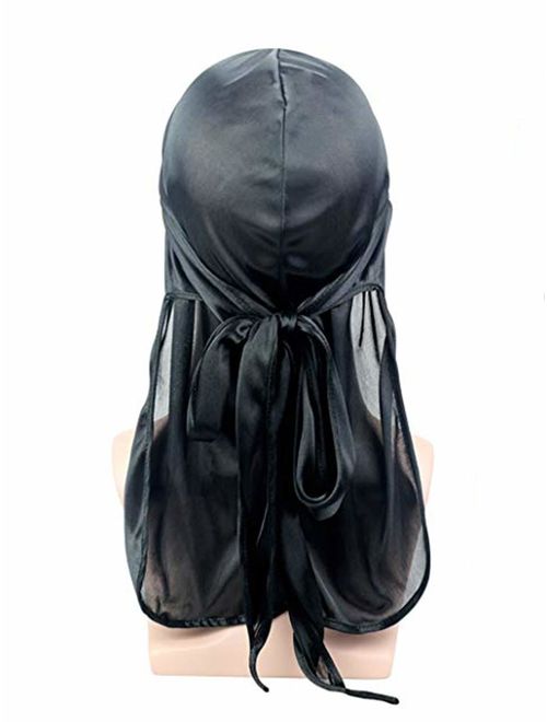 Century Star Satin Silk Head Wrap Durag Long Tail Beanies for Men Women Headwraps Cap