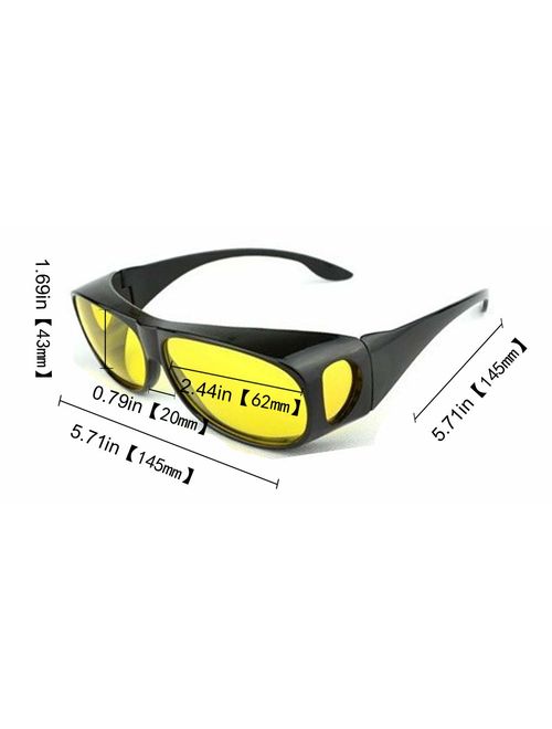 SOOLALA Value Pack HD Night Vision Wraparounds Wrap Around Windproof Sunglasses
