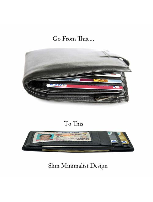 Slim Minimalist Wallet RFID Front Pocket Credit Card Holder for Men & Women Leather Wallet with Keychain