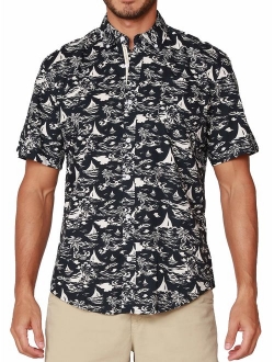 INGEAR Casual Shirt Button Down Hawaiian Short Sleeve Cruise Rayon Summer Shirt