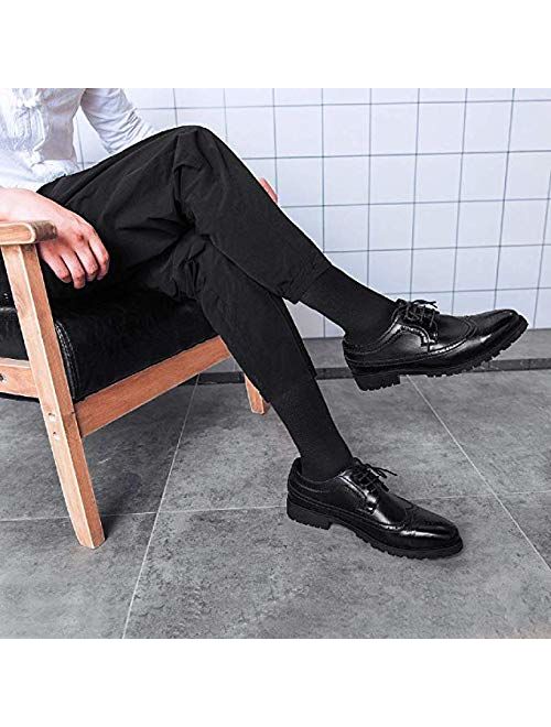 Men's Dress Socks - Cotton Socks for Business and Casual 6 Pack (Black, L)