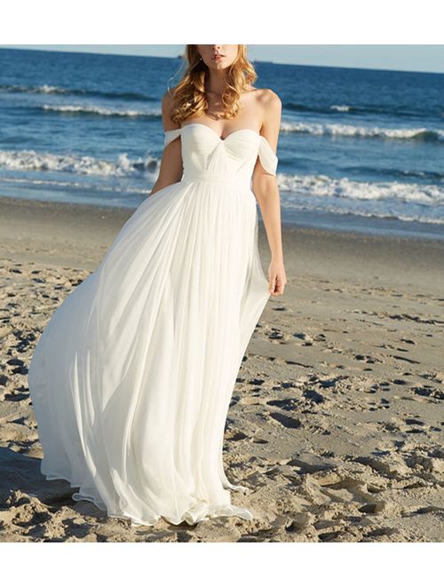 Lovelybride Elegant a Line Empire Long Chiffon Bridal Beach Wedding Dress