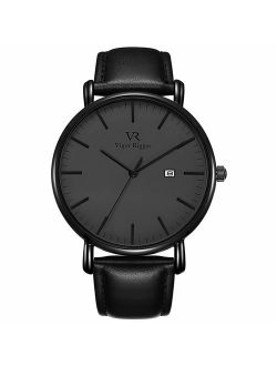 Vigor Rigger Men's Watch Simple Thin Quartz Leather Strap Wrist Watches