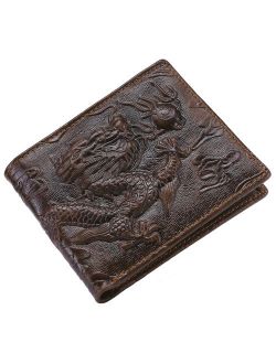 Itslife Men's Cowhide Leather Wallet Alligator/Tiger/Dragon Embossing