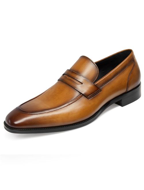 GIFENNSE Men's Dress Shoes Slip-On Loafers Formal Leather Shoes for Men