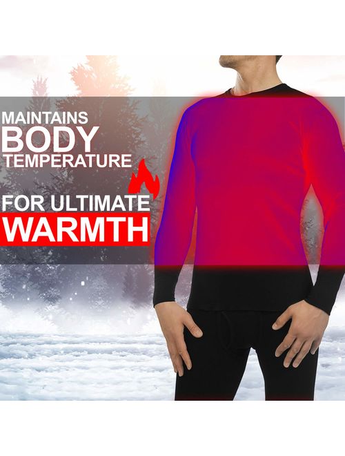 American Casual Long Johns for Men, Soft Shirt/Pants 2PC Fleece Thermal Set