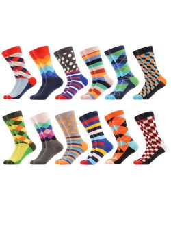 WeciBor Men's Dress Crazy Colorful Novelty Funny Casual Combed Cotton Crew Socks Pack