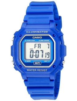 F108WH Water Resistant Digital Blue Resin Strap Watch