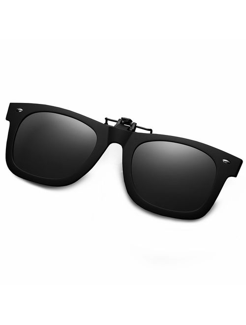 WELUK Polarized Clip On Flip Ups Sunglasses TR90 Frame UV400 Driving