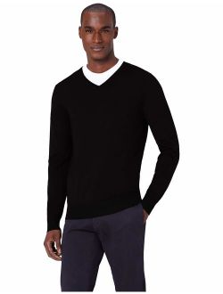 Meraki Men's Fine Knit, Merino Wool, Slim Fit, V-Neck Sweater