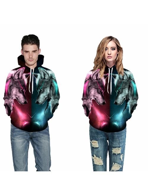 NONSAR 3D Graphic Printed Hoodies for Men,Women, Unisex Pullover Hooded Shirts