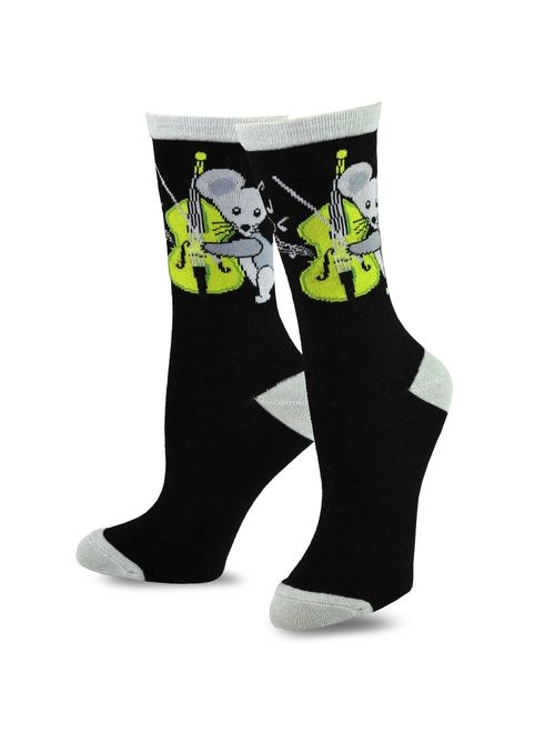 TeeHee Music Cotton Crew Socks for Women and Men 4-Pack