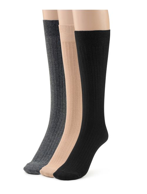 Silky Toes 3 or 6 Pk Men's Cotton Crew Dress Socks -Casual Multi Pack With Pretty Gift Box