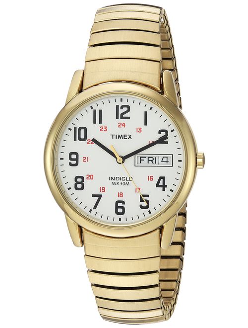 Timex Men's T2N092 Easy Reader 35mm Gold-Tone Extra-Long Stainless Steel Expansion Band Watch