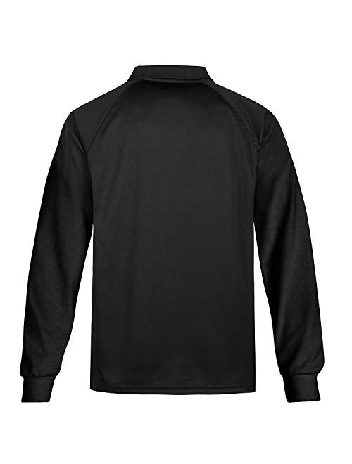 MOHEEN Men's Long Sleeve Moisture Wicking Performance Solid Golf Polo Shirt with Pocket