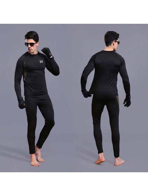 Men's Thermal Underwear Set, Sport Long Johns Base Layer for Male, Winter Gear Compression Suits for Skiing Running