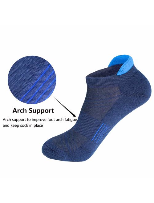 Men's Low Cut Ankle Athletic Socks Cushioned Breathable Running Performance Sport Tab cotton Socks(5 pack)