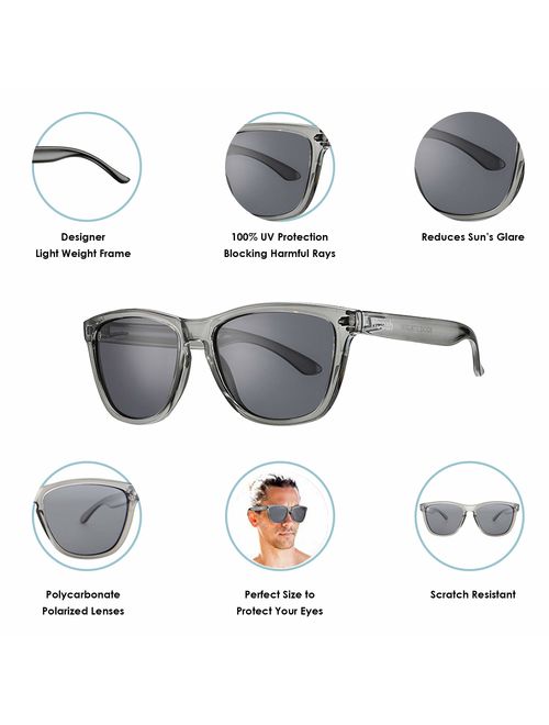 WOOSH Polarized Lightweight Sunglasses for Men and Women -Unisex Sunnies for Fishing Beach Running Sports and Outdoors
