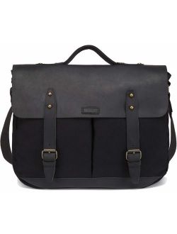 Leather Canvas Messenger Bag for Men and Women 15.6 inch Laptop Vintage Satchel Business Briefcase Shoulder Bag