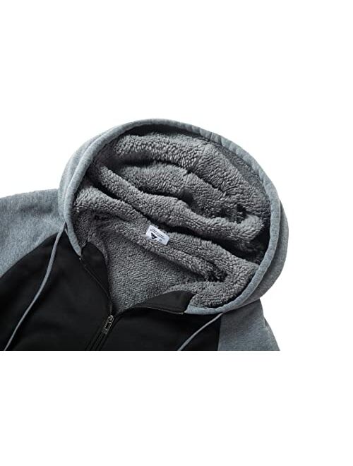 SWISSWELL Men Hoodies Zip Up Fleece Jacket Heavyweight Sherpa Lined Hooded Sweatshirt Warm Thick Winter Coat