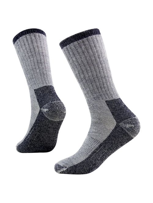 Merino Wool Hiking Socks, RTZAT Unisex Outdoor Thick Cushioned Thermal Moisture Wicking Camping Crew Socks,1/2/4 Pairs
