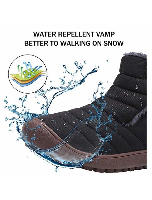 YIRANFA Men Women Fur Lined Snow Boots Outdoor Shoes Ankle Slip on Booties High-Top Outdoor Winter Shoe