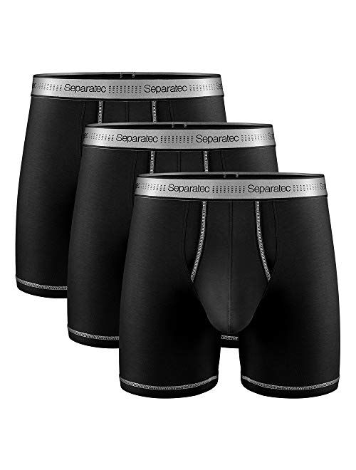 Separatec Men's Underwear Stylish Striped Comfort Soft Cotton Boxer Briefs 3 Pack