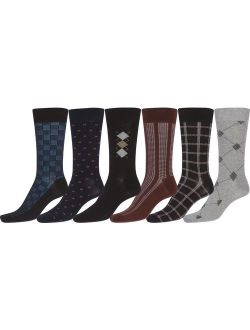 Sakkas Mens Cotton Blend Pattern And Ribbed Dress Socks Value 6-Pack
