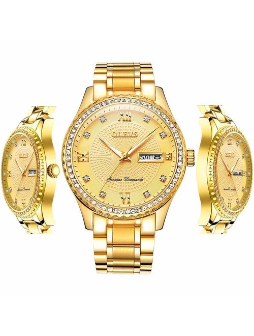OLEVS Classic Luxury Watches for Men Watch Calendar 2020 Waterproof Analog Quartz Watch with Stainless Steel Gift Watch