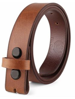 Belt for Buckles 100% Full Grain One Piece Leather Belt, w/Snaps for Interchangeable Buckles,1.25" wide,