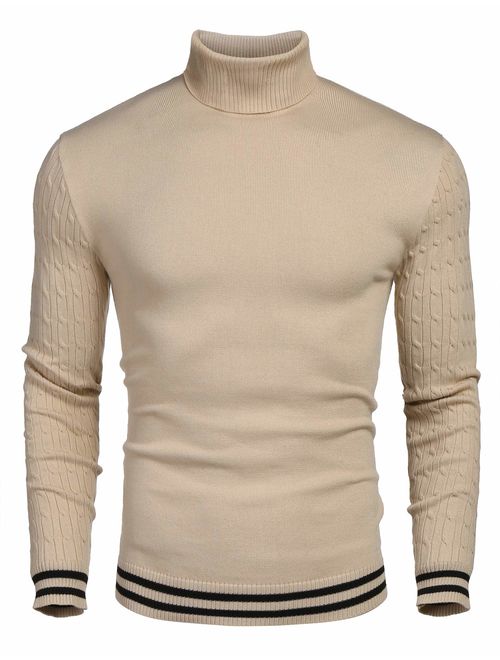 COOFANDY Men's Slim Fit Basic Thermal Turtleneck T Shirts Casual Cotton Knitted Pullover Sweaters 