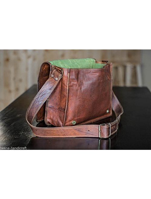 18 inch Leather Full Flap Messenger Handmade Bag Laptop Bag Satchel Bag Padded Messenger Bag School